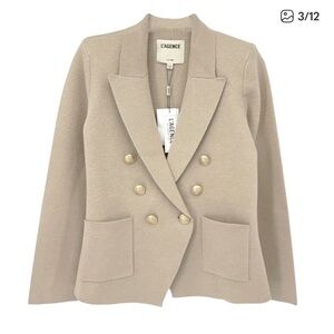 L'AGENCE Kenzie metallic Knit Blazer in Khaki Gold